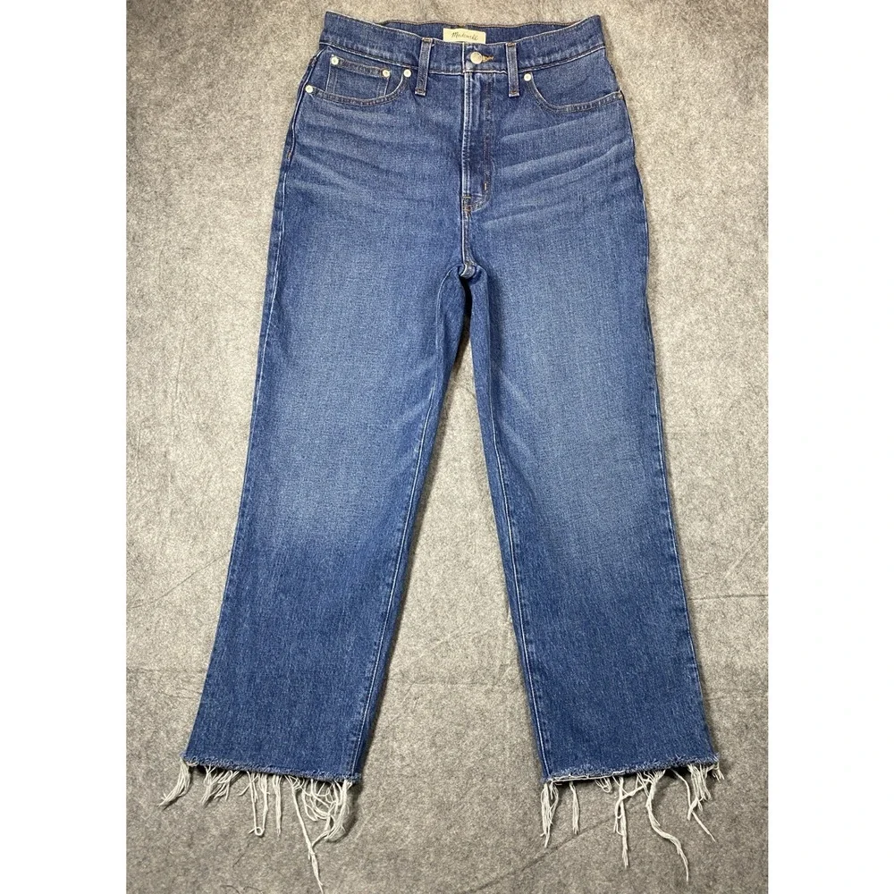 Madewell Jeans Womens 29 Blue The Perfect Vintage Straight Jean Raw Hem - Picture 2 of 14